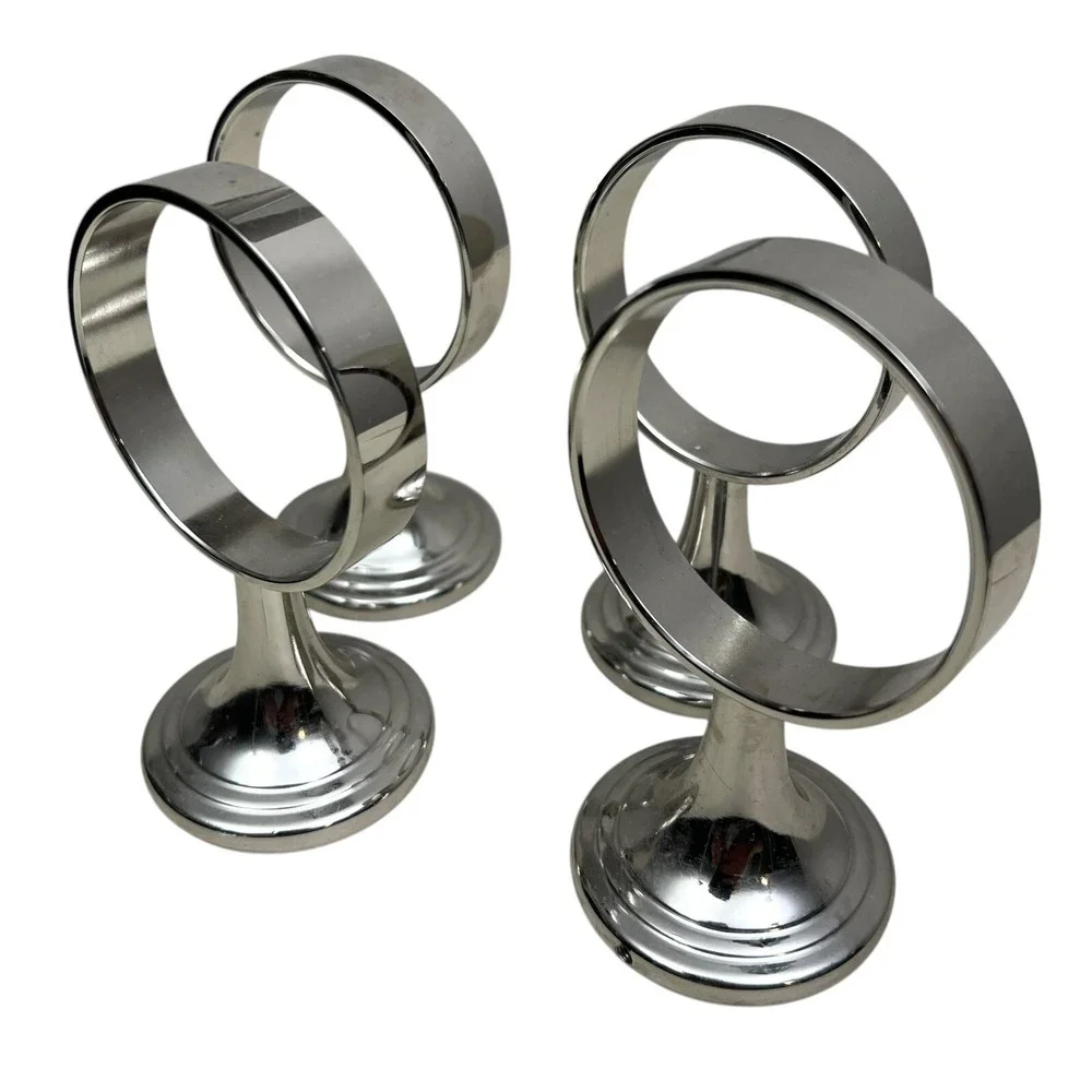 Pottery Barn Mercer Wall Vase Mural Silver Polished Nickel Finish 4.5in Set of 4